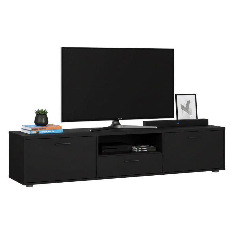 Mobile TV nero 177x39x38h cm 2 ante e 1 cassetto - Giaele