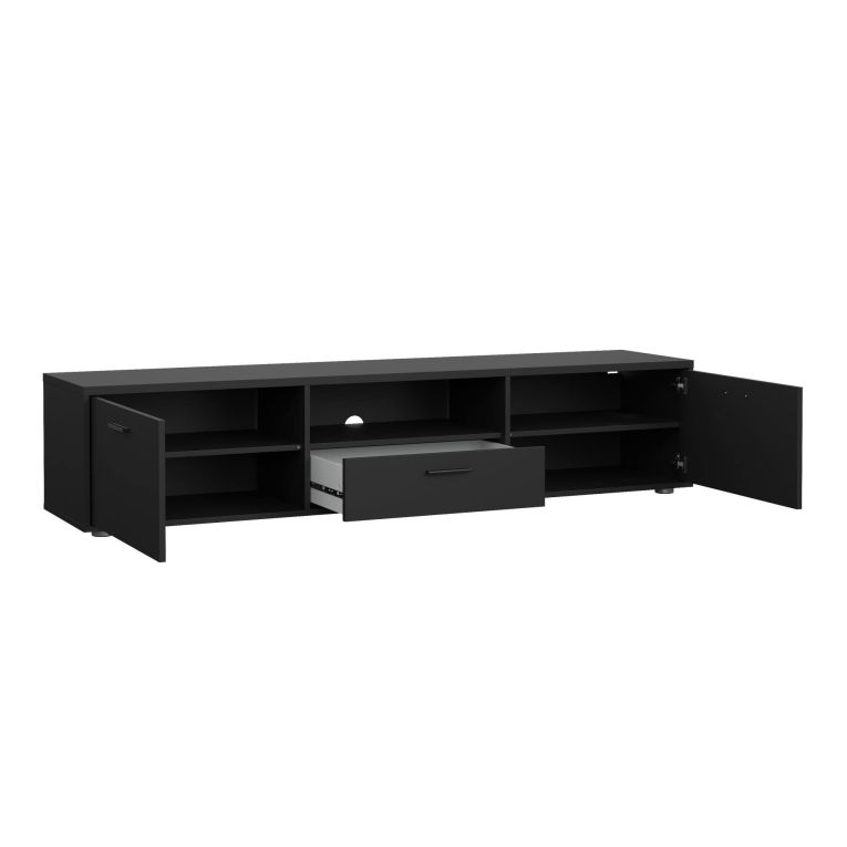 Mobile TV nero 177x39x38h cm 2 ante e 1 cassetto - Giaele
