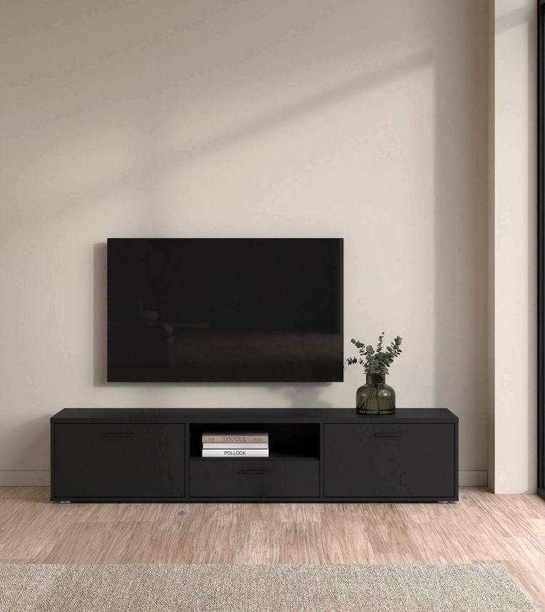 Mobile TV nero 177x39x38h cm 2 ante e 1 cassetto - Giaele