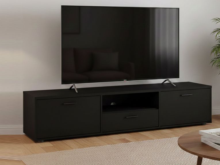Mobile TV nero 177x39x38h cm 2 ante e 1 cassetto - Giaele