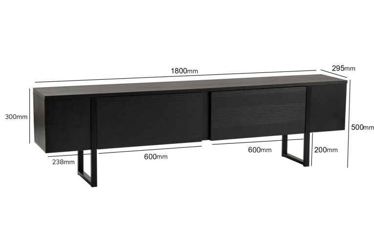 Mobile TV nero 180x29x50h cm 2 ante - Lilith