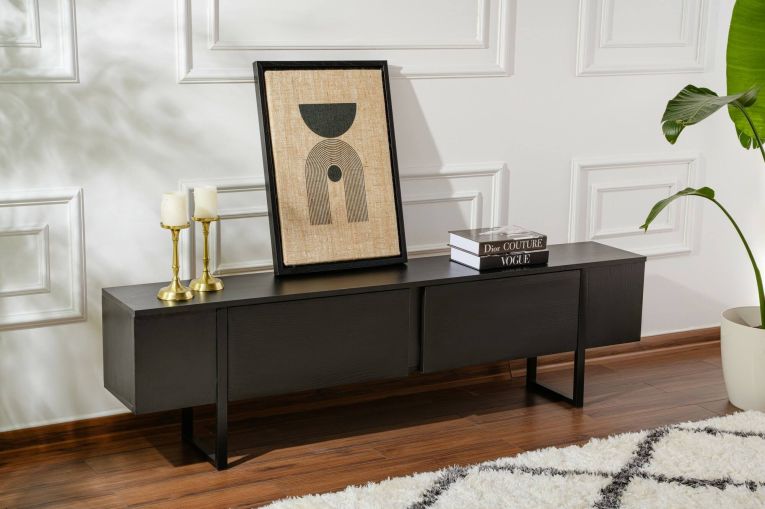 Mobile TV nero 180x29x50h cm 2 ante - Lilith