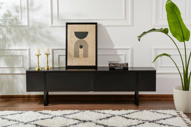 Mobile TV nero 180x29x50h cm 2 ante - Lilith