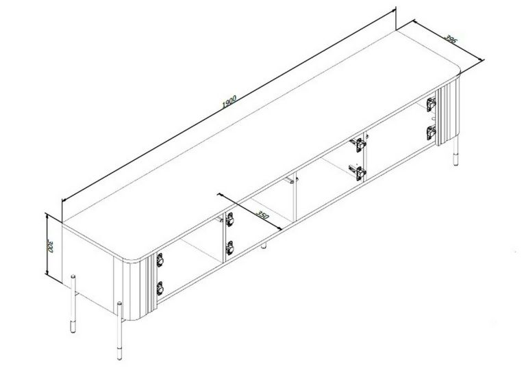Mobile TV nero 190x39x50h cm 4 ante - Brembana
