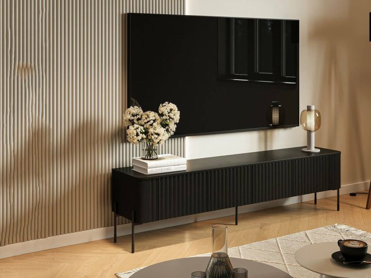 Mobile TV nero 190x39x50h cm 4 ante - Brembana
