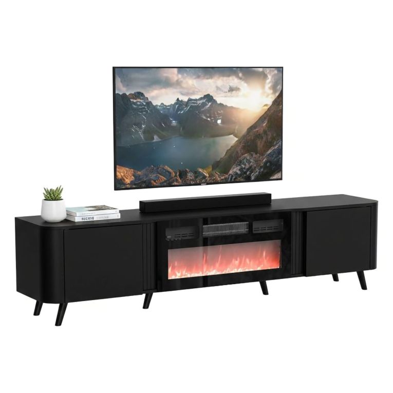 Mobile TV nero 190x40x58h cm 2 ante - Vicino