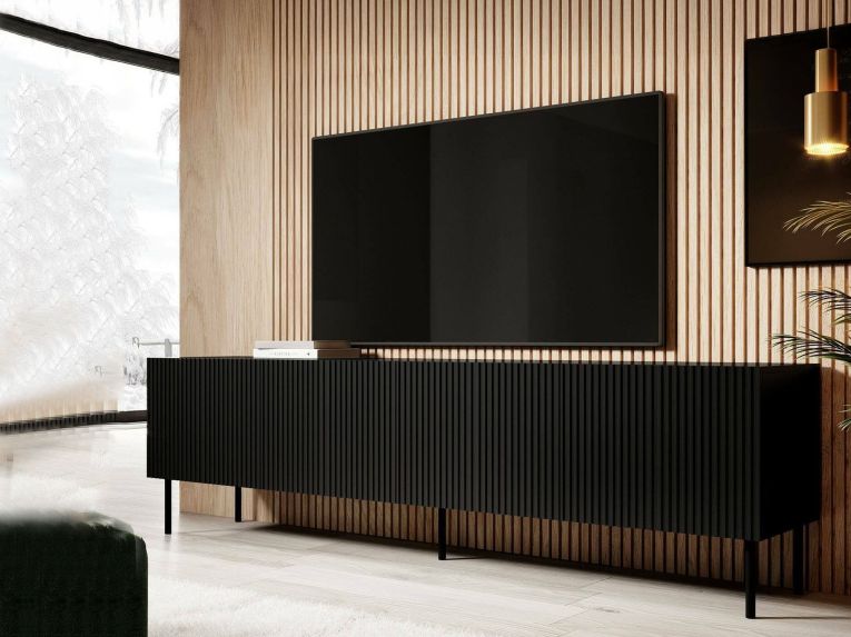 Mobile TV nero 200x42x52h cm 4 ante - Priocca