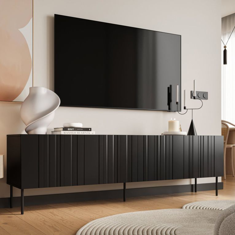 Mobile TV nero 200x42x60h cm 4 ante - Sospiro