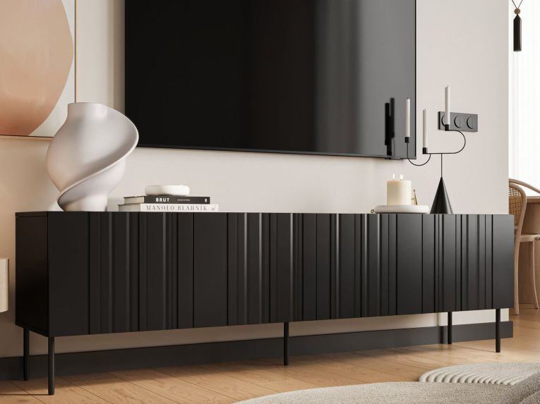 Mobile TV nero 200x42x60h cm 4 ante - Sospiro