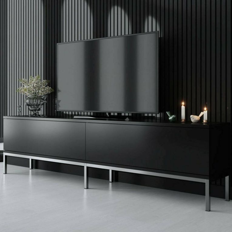 Mobile TV nero e argento 180x30x47h cm modulabile - Espero