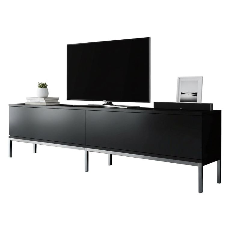 Mobile TV nero e argento 180x30x47h cm modulabile - Espero