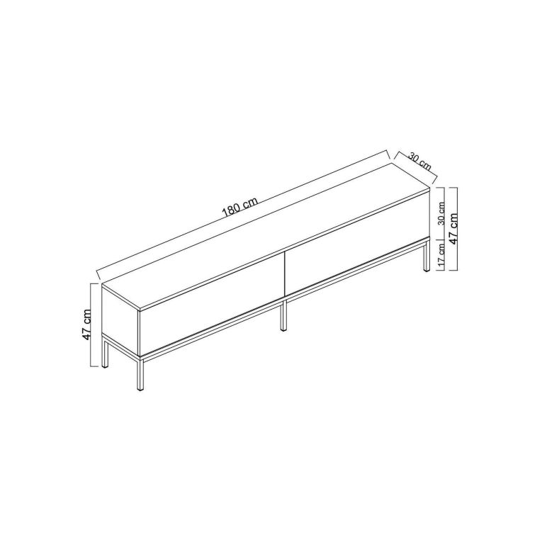 Mobile TV nero e argento 180x30x47h cm modulabile - Espero