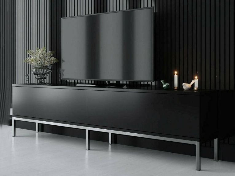 Mobile TV nero e argento 180x30x47h cm modulabile - Espero