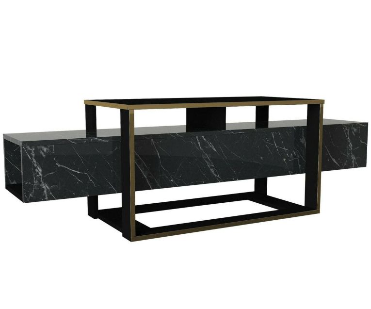 Mobile TV nero e oro 160x46x49h cm in legno - Jo