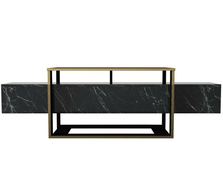 Mobile TV nero e oro 160x46x49h cm in legno - Jo
