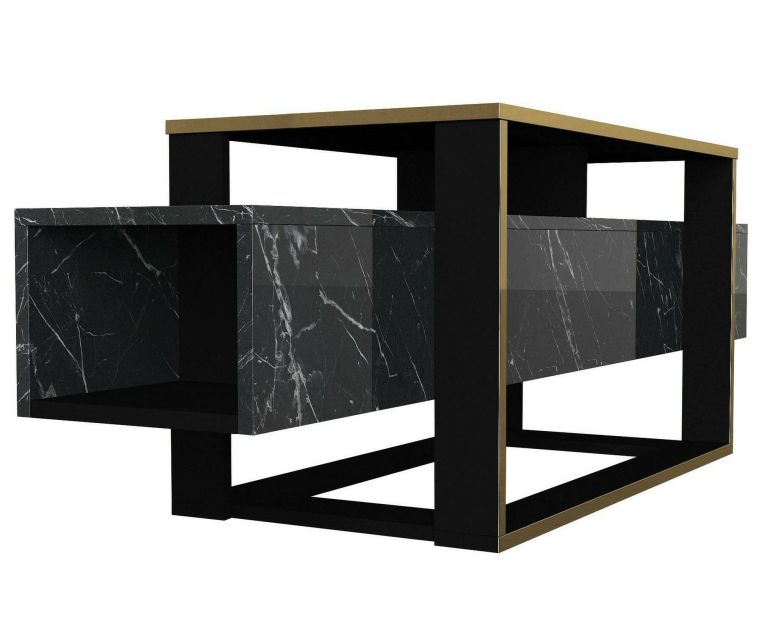 Mobile TV nero e oro 160x46x49h cm in legno - Jo