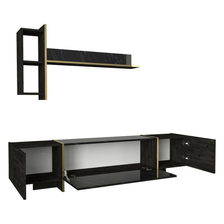 Mobile TV nero e oro 180x32x45h cm 3 ante - Beinasco