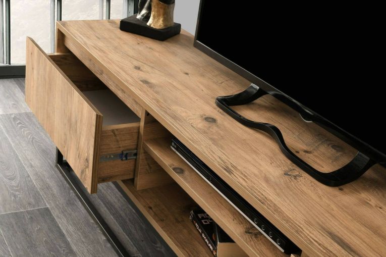 Mobile TV nero e quercia 180x40x50h cm in legno - Kira