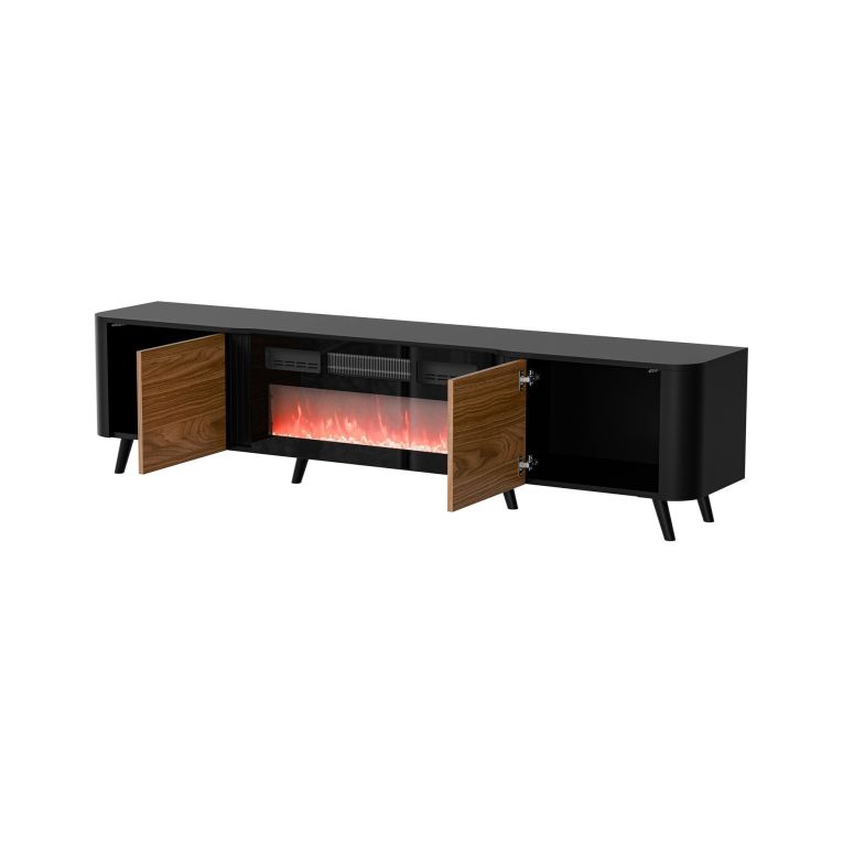 Mobile TV nero,noce 190x40x58h cm 2 ante - Vicino