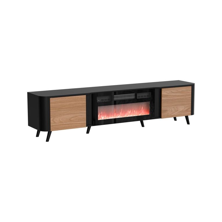 Mobile TV nero,noce 190x40x58h cm 2 ante - Vicino