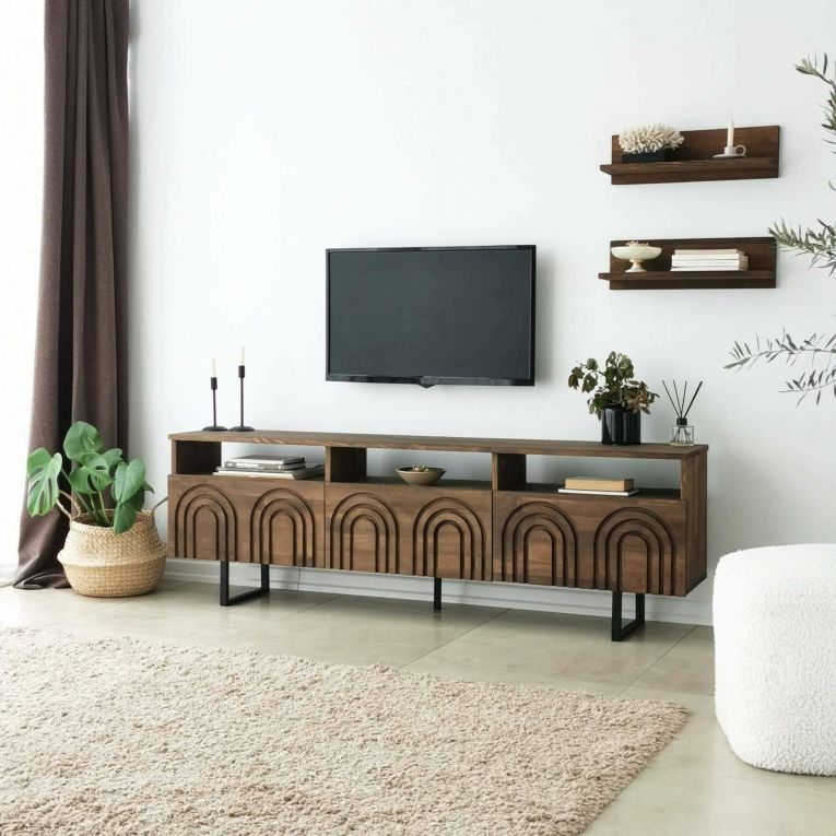 Mobile TV noce 170x30x40h cm 3 ante in legno - Barbania