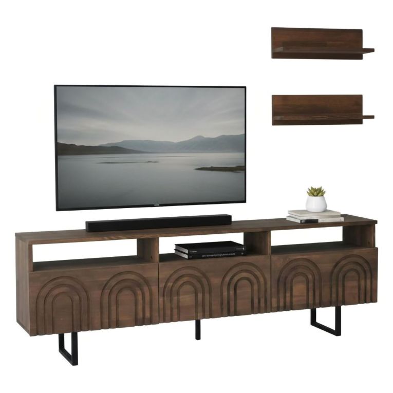 Mobile TV noce 170x30x40h cm 3 ante in legno - Barbania