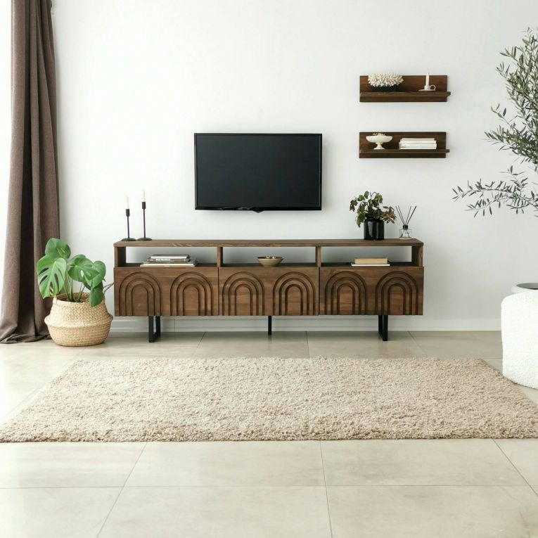 Mobile TV noce 170x30x40h cm 3 ante in legno - Barbania