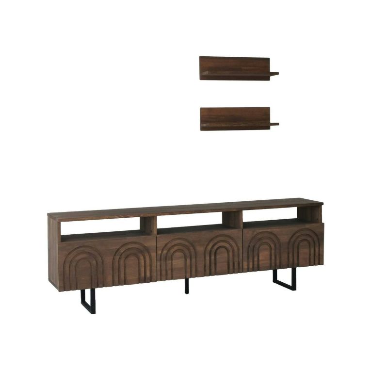 Mobile TV noce 170x30x40h cm 3 ante in legno - Barbania