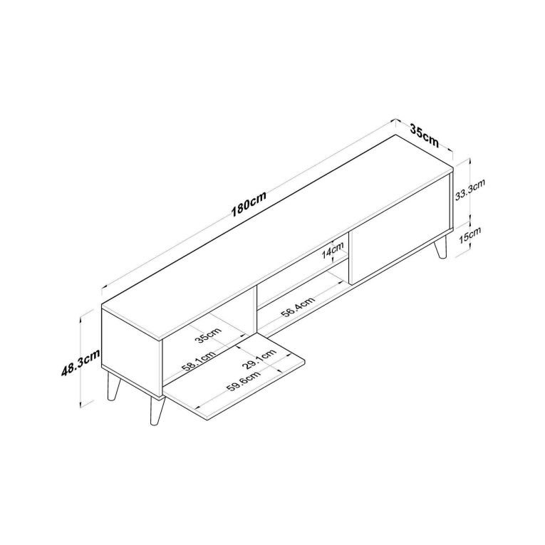 Mobile TV noce 180x35x48h cm modulabile - Messalina
