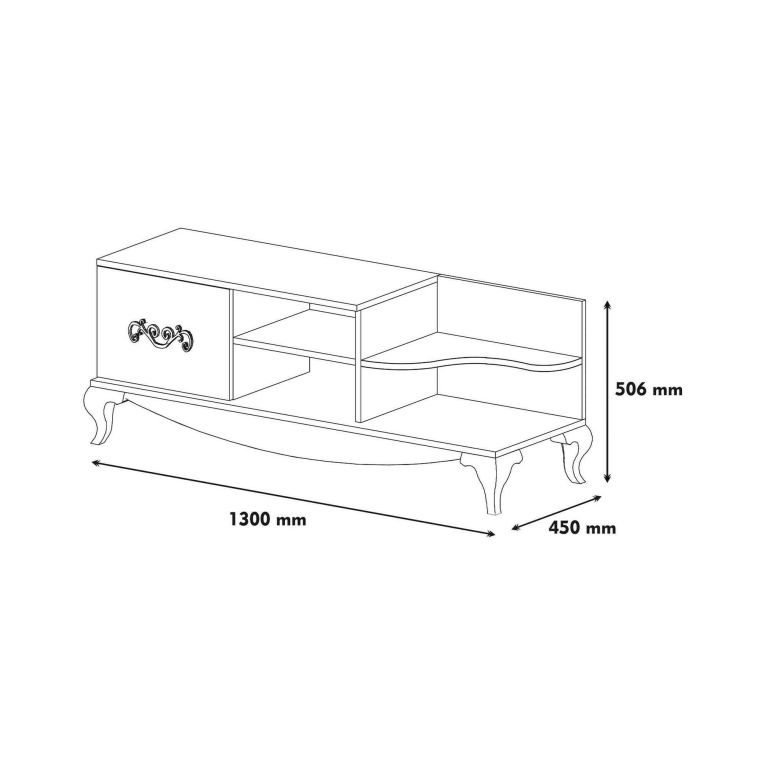 Mobile TV noce e bianco 130x45x50h cm in legno - Assolo