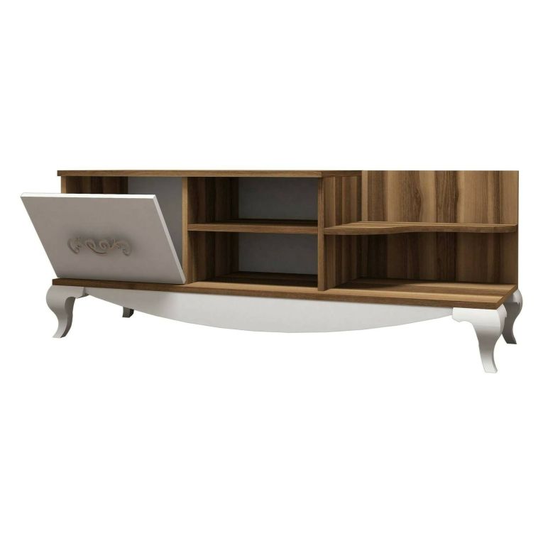 Mobile TV noce e bianco 130x45x50h cm in legno - Assolo
