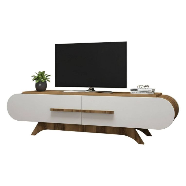 Mobile TV noce e bianco 145x36x49h cm 2 ante - Baghdad