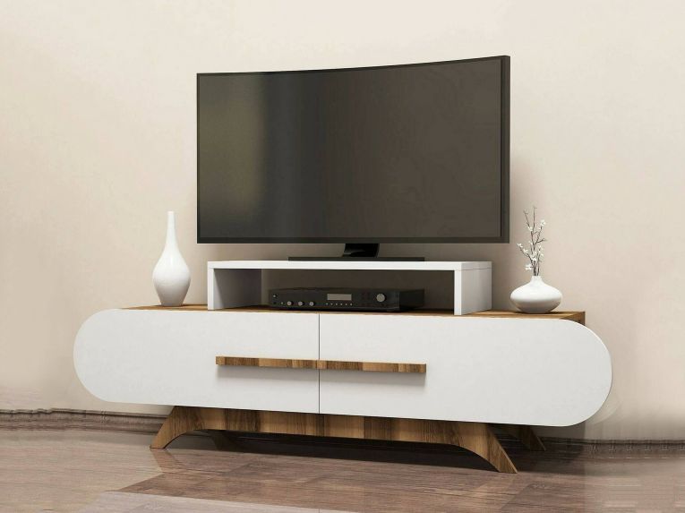 Mobile TV noce e bianco 145x36x49h cm 2 ante - Baghdad