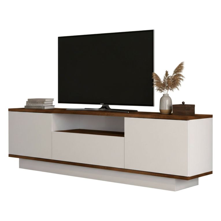Mobile TV noce e bianco 160x30x45h cm 3 ante - Fortunata