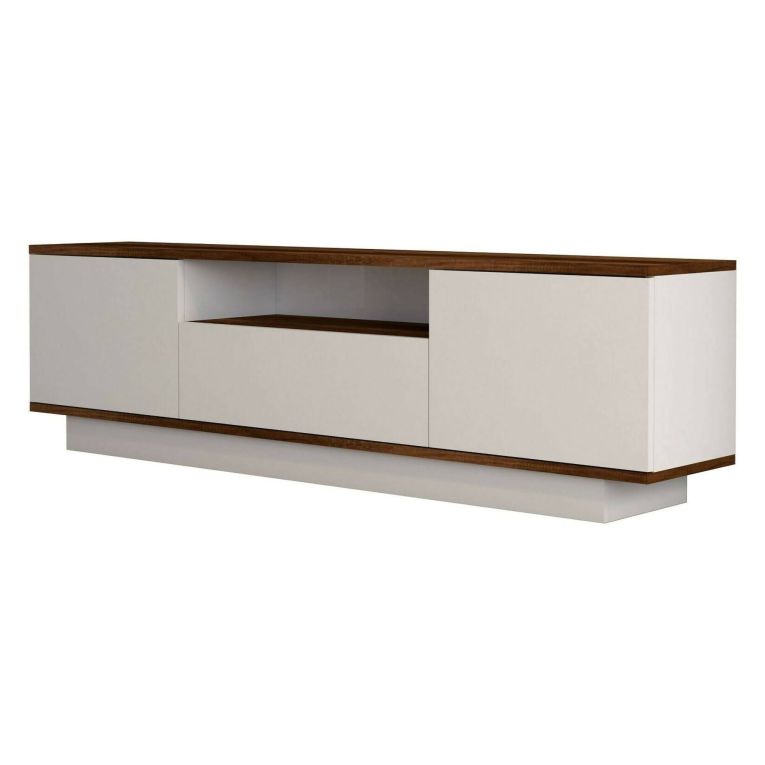 Mobile TV noce e bianco 160x30x45h cm 3 ante - Fortunata