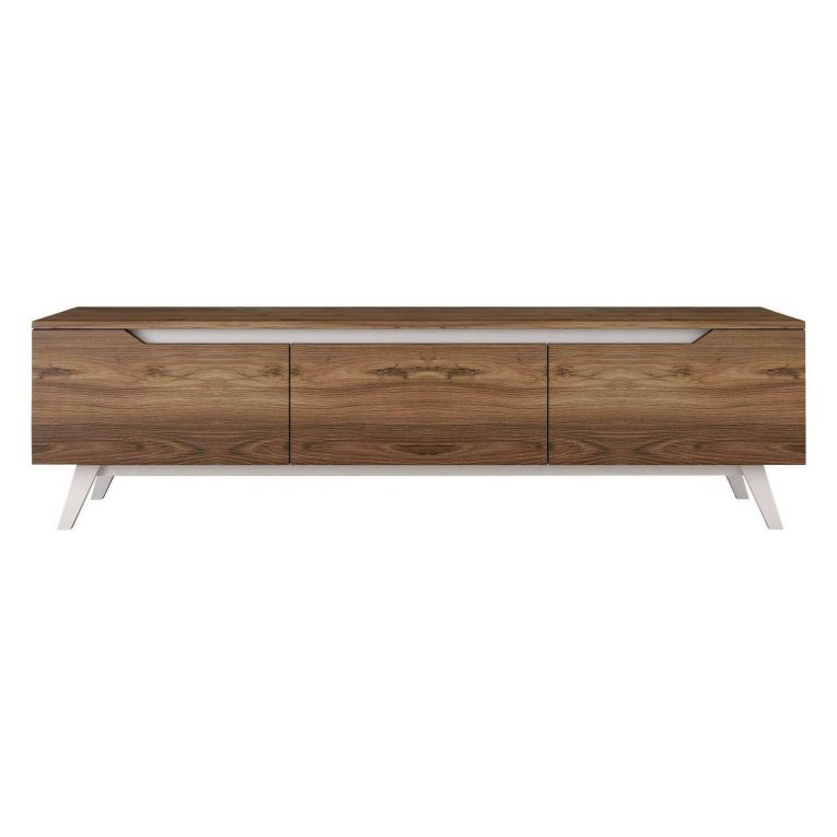 Mobile TV noce e bianco 180x35x48h cm 3 ante - Apatite