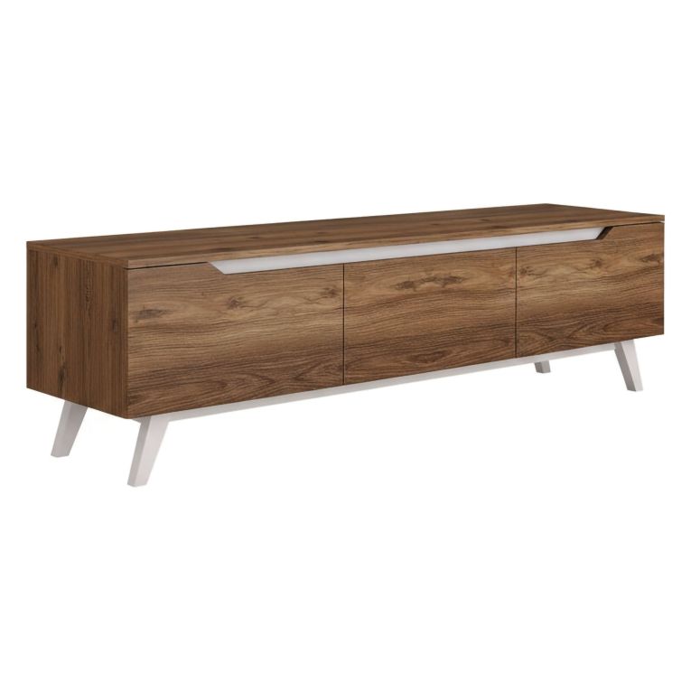Mobile TV noce e bianco 180x35x48h cm 3 ante - Apatite