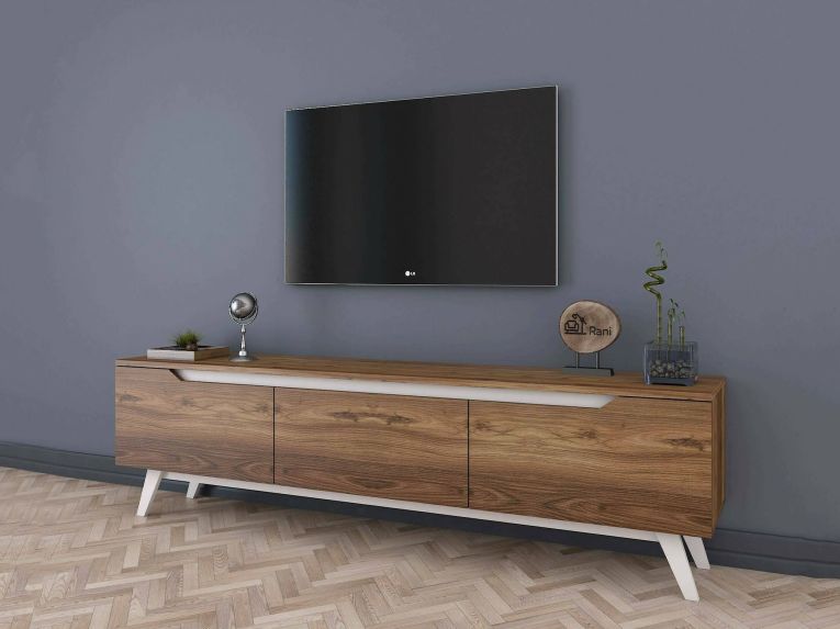 Mobile TV noce e bianco 180x35x48h cm 3 ante - Apatite