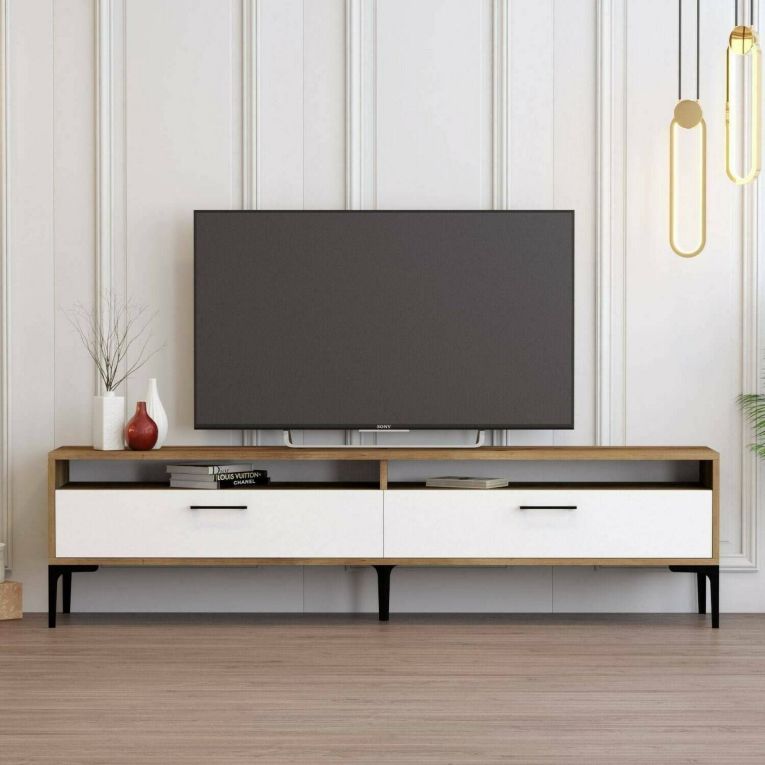 Mobile TV noce e bianco 47x35x180h cm modulabile - Angiari