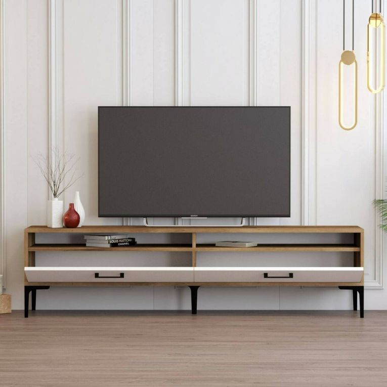 Mobile TV noce e bianco 47x35x180h cm modulabile - Angiari
