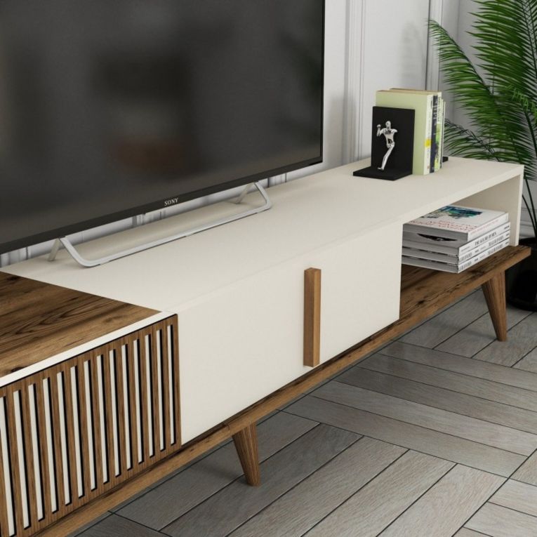 Mobile TV noce e crema 180x35x40h cm 2 ante - Gordon