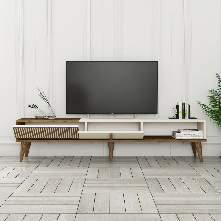Mobile TV noce e crema 180x35x40h cm 2 ante - Gordon