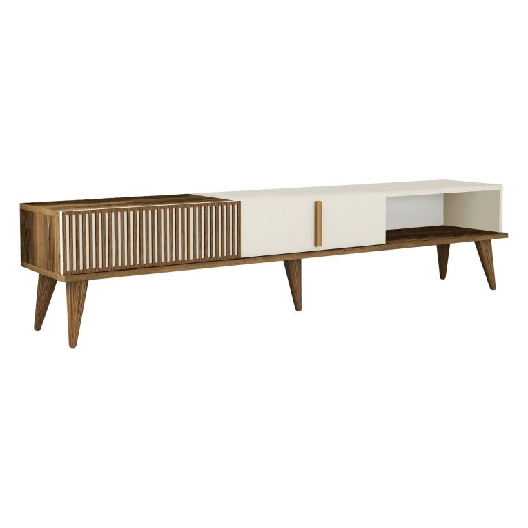 Mobile TV noce e crema 180x35x40h cm 2 ante - Gordon