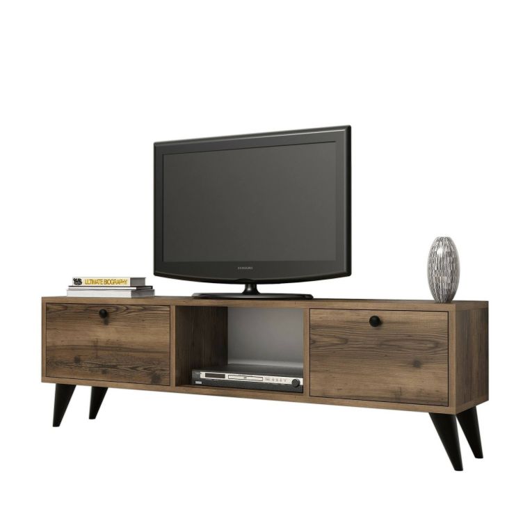 Mobile TV noce e nero 138x29x42h cm 2 ante - Bloem
