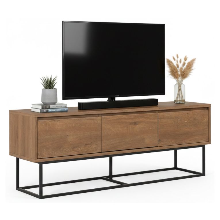 Mobile TV noce e nero 140x40x50h cm 2 ante e 3 cassetti - Iginia
