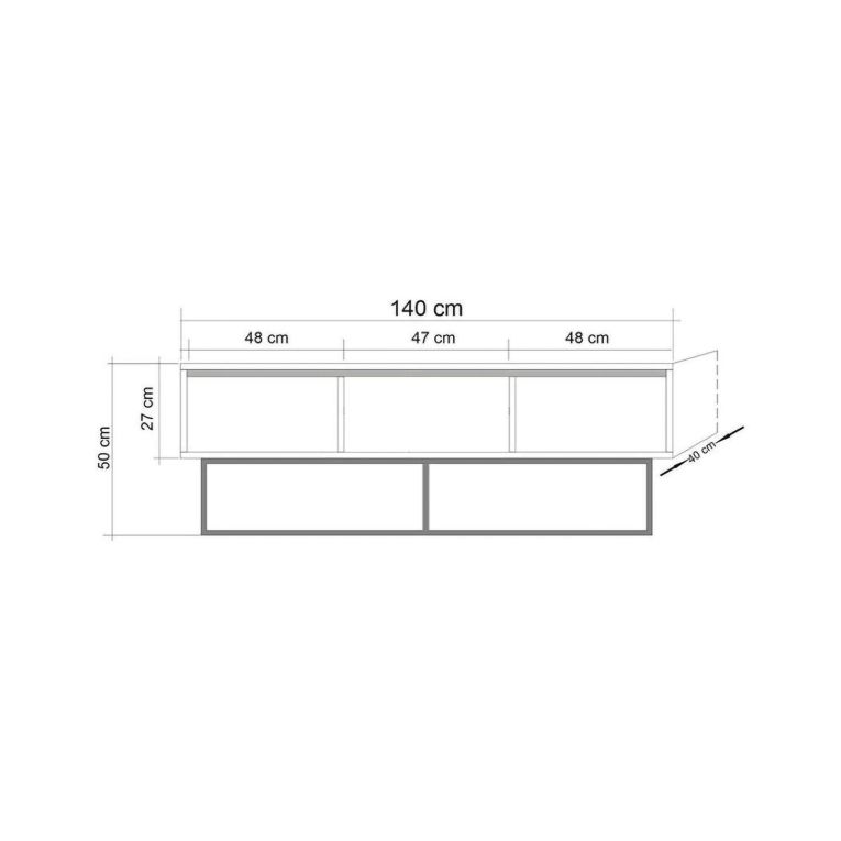 Mobile TV noce e nero 140x40x50h cm 2 ante e 3 cassetti - Iginia