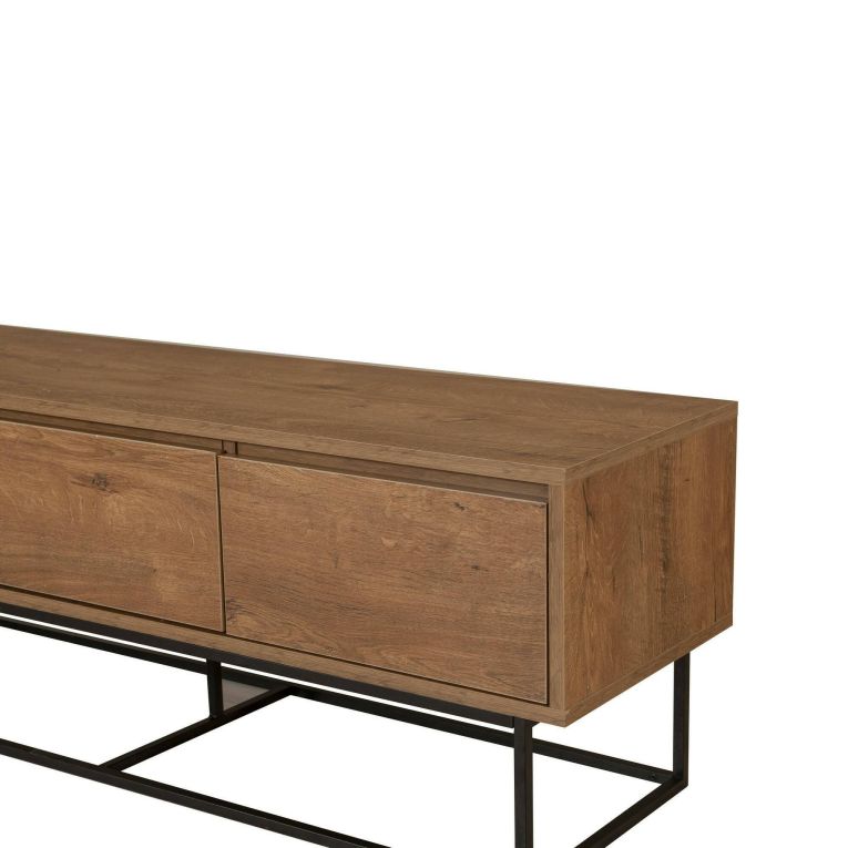 Mobile TV noce e nero 140x40x50h cm 2 ante e 3 cassetti - Iginia