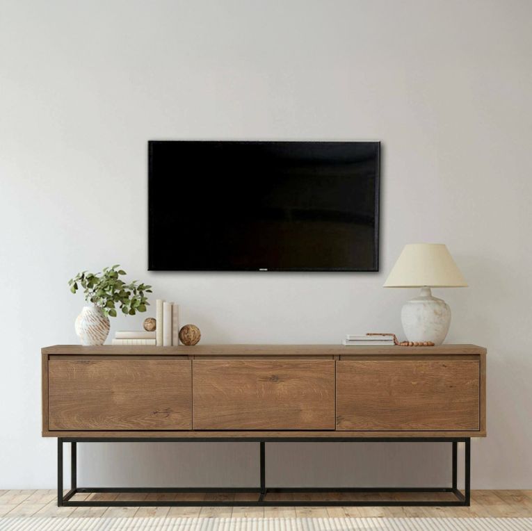 Mobile TV noce e nero 140x40x50h cm 2 ante e 3 cassetti - Iginia