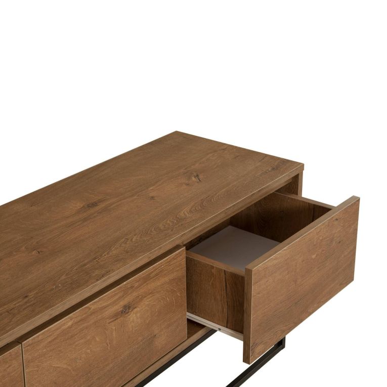 Mobile TV noce e nero 140x40x50h cm 2 ante e 3 cassetti - Iginia