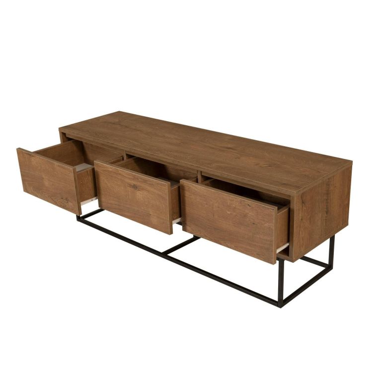 Mobile TV noce e nero 140x40x50h cm 2 ante e 3 cassetti - Iginia